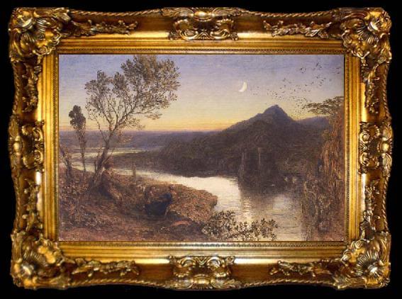 framed  Samuel Palmer Classical River Scene, ta009-2
